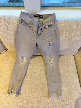 Express Light Gray Distressed High-Rise Skinny Jeans